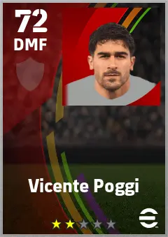 Vicente Poggi eFootball 2026 player card — 72 OVR DMF