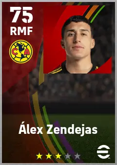 Alex Zendejas eFootball 2026 player card — 75 OVR RMF