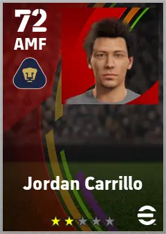 Jordan Carrillo eFootball 2026 player card — 72 OVR AMF