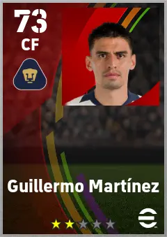 Guillermo Martinez eFootball 2026 player card — 73 OVR CF