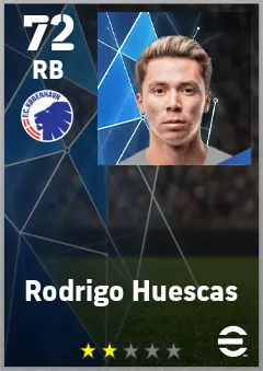 Rodrigo Huescas eFootball 2026 player card — 72 OVR RB