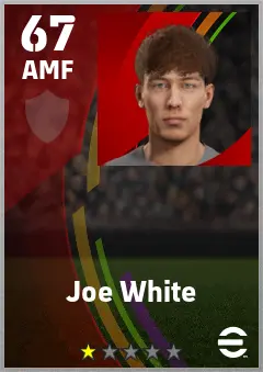 Joe White eFootball 2026 player card — 67 OVR AMF