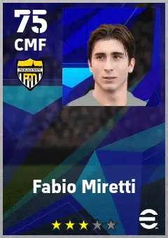 Fabio Miretti eFootball 2026 player card — 75 OVR CMF