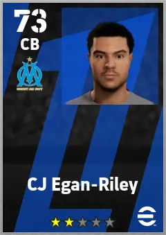 CJ Egan-Riley eFootball 2026 player card — 73 OVR CB