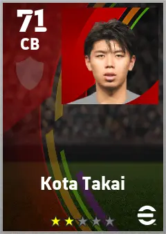 Kota Takai eFootball 2026 player card — 71 OVR CB