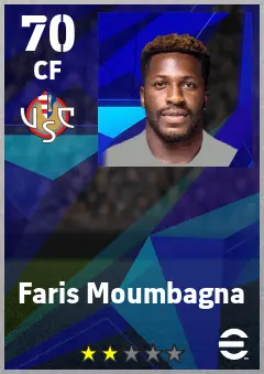 Faris Moumbagna eFootball 2026 player card — 70 OVR CF