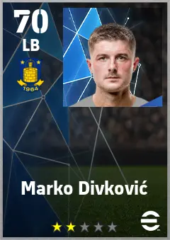 Marko Divkovic eFootball 2026 player card — 70 OVR LB
