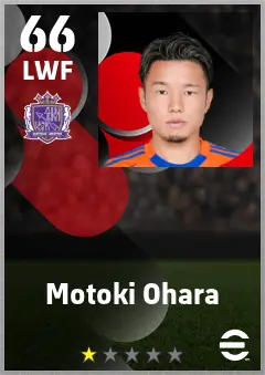 Motoki Ohara eFootball 2026 player card — 66 OVR LWF