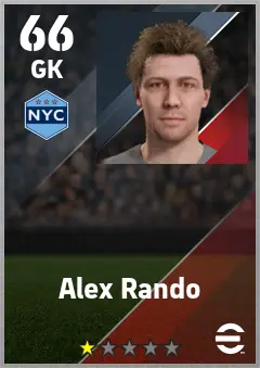 Alex Rando eFootball 2026 player card — 66 OVR GK