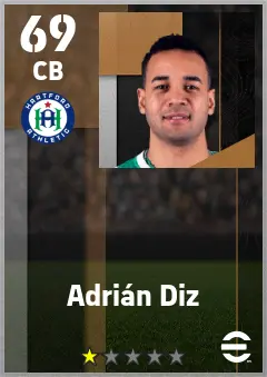 Adrian Diz eFootball 2026 player card — 69 OVR CB