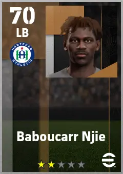 Baboucarr Njie eFootball 2026 player card — 70 OVR LB
