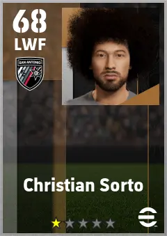 Christian Sorto eFootball 2026 player card — 68 OVR LWF