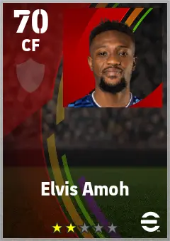 Elvis Amoh eFootball 2026 player card — 70 OVR CF