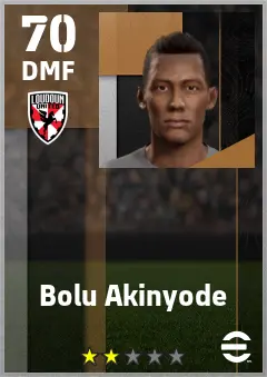 Bolu Akinyode eFootball 2026 player card — 70 OVR DMF
