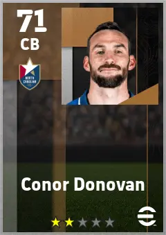 Conor Donovan eFootball 2026 player card — 71 OVR CB