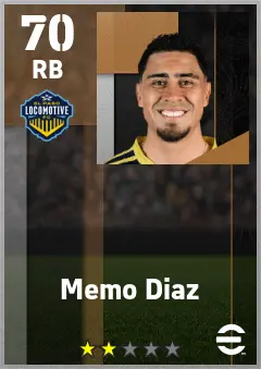 Memo Diaz eFootball 2026 player card — 70 OVR RB