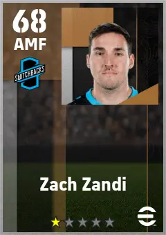 Zach Zandi eFootball 2026 player card — 68 OVR AMF