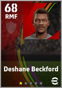 Deshane Beckford eFootball 2026 player card — 68 OVR RMF