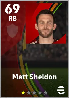 Matt Sheldon eFootball 2026 player card — 69 OVR RB