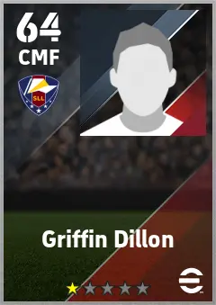 Griffin Dillon eFootball 2026 player card — 64 OVR CMF