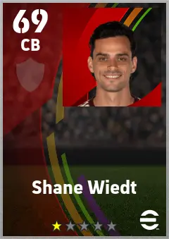 Shane Wiedt eFootball 2026 player card — 69 OVR CB