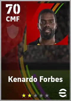 Kenardo Forbes eFootball 2026 player card — 70 OVR CMF