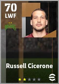 Russell Cicerone eFootball 2026 player card — 70 OVR LWF