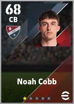 Noah Cobb eFootball 2026 player card — 68 OVR CB