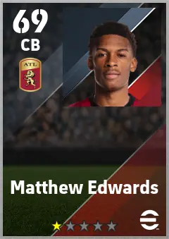 Matthew Edwards eFootball 2026 player card — 69 OVR CB