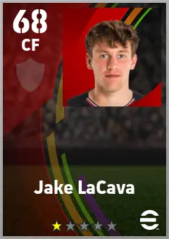 Jake LaCava eFootball 2026 player card — 68 OVR CF