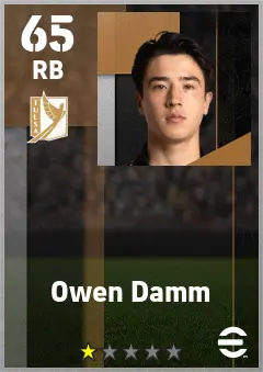 Owen Damm eFootball 2026 player card — 65 OVR RB