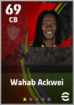 Wahab Ackwei eFootball 2026 player card — 69 OVR CB