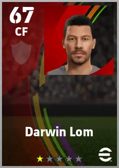 Darwin Lom eFootball 2026 player card — 67 OVR CF