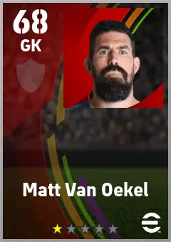 Matt Van Oekel eFootball 2026 player card — 68 OVR GK