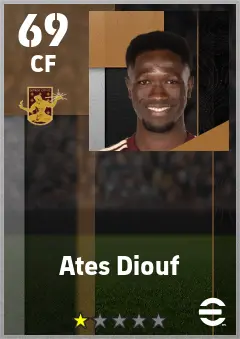 Ates Diouf eFootball 2026 player card — 69 OVR CF