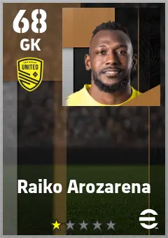 Raiko Arozarena eFootball 2026 player card — 68 OVR GK