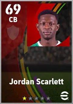 Jordan Scarlett eFootball 2026 player card — 69 OVR CB