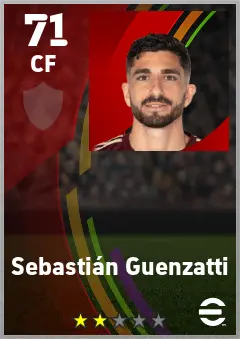 Sebastian Guenzatti eFootball 2026 player card — 71 OVR CF