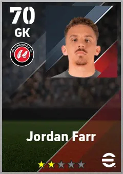 Jordan Farr eFootball 2026 player card — 70 OVR GK