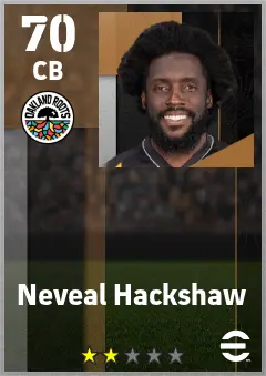Neveal Hackshaw eFootball 2026 player card — 70 OVR CB