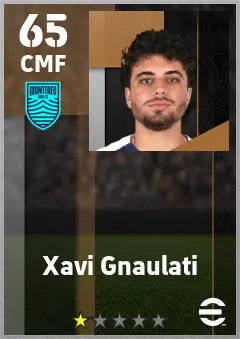 Xavi Gnaulati eFootball 2026 player card — 65 OVR CMF