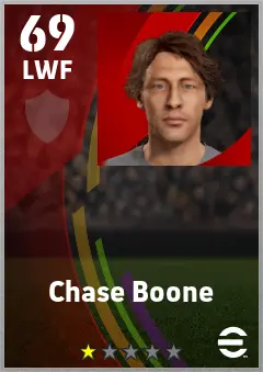 Chase Boone eFootball 2026 player card — 69 OVR LWF