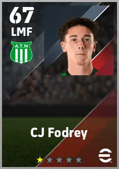CJ Fodrey eFootball 2026 player card — 67 OVR LMF