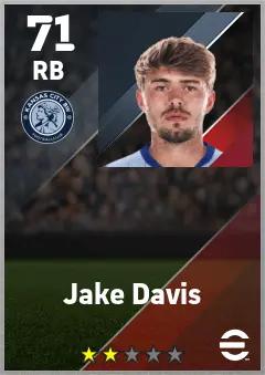Jake Davis eFootball 2026 player card — 71 OVR RB