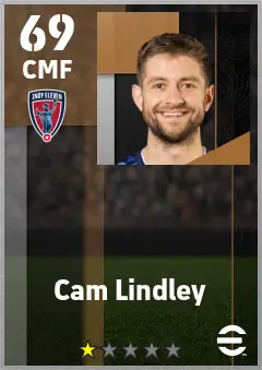 Cam Lindley eFootball 2026 player card — 69 OVR CMF