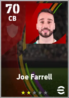 Joe Farrell eFootball 2026 player card — 70 OVR CB
