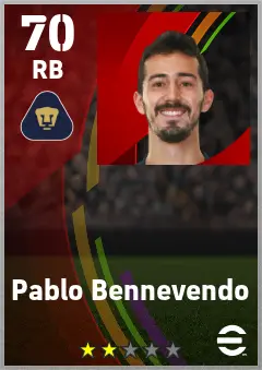 Pablo Bennevendo eFootball 2026 player card — 70 OVR RB