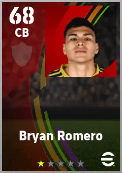 Bryan Romero eFootball 2026 player card — 68 OVR CB