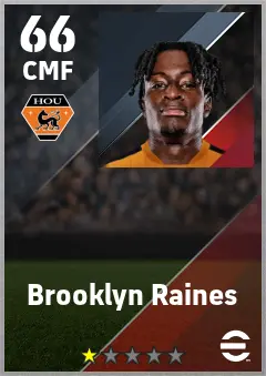 Brooklyn Raines eFootball 2026 player card — 66 OVR CMF