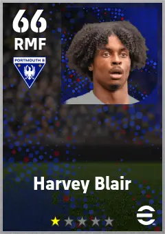 Harvey Blair eFootball 2026 player card — 66 OVR RMF